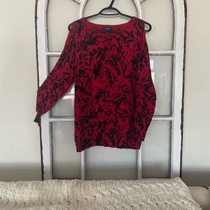 Animal print cold shoulder sweater